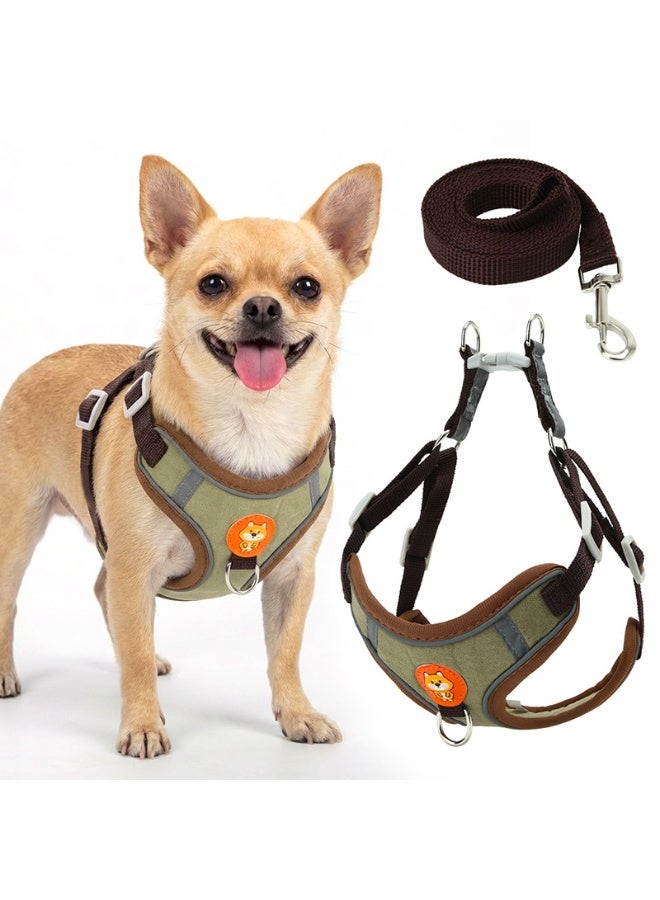 LAPET Dog Harness with 1.5M Leash for Walking, Adjustable Vest Harness Leash with Reflective Strips for Small or Medium and Large Size Dog(Brown) - Image 1